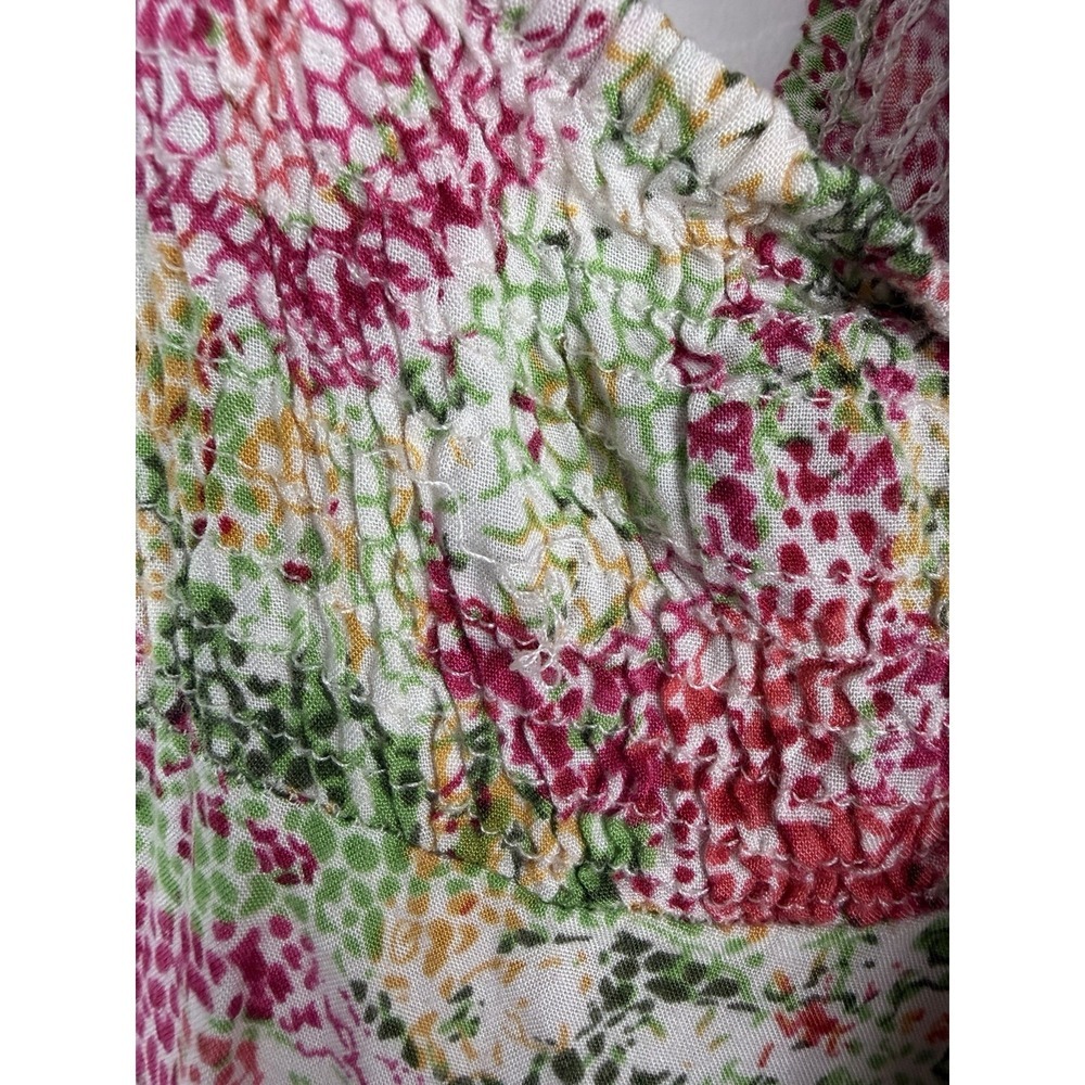 Angie Floral Maxi Dress Women M Pink Green Boho Empire Waist Sleeveless FLAWED - Picture 5 of 6